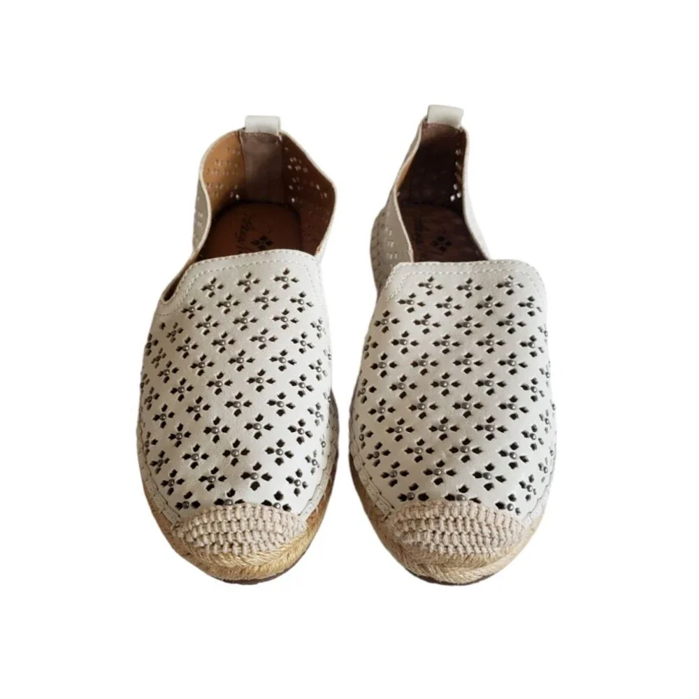Patricia Nash Women's Elena Espadrille Flats White Leather Size 10M NEW